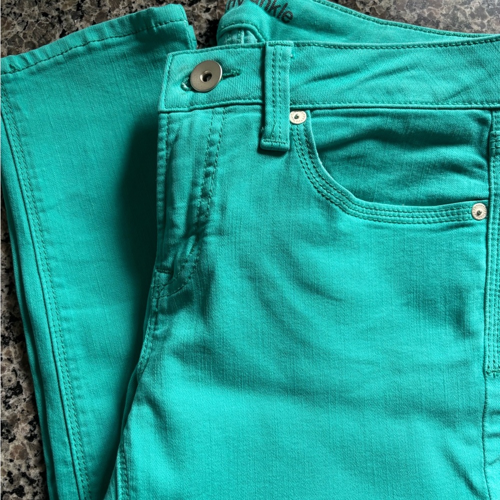 turquoise skinny ankle jeans, size 27/4